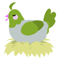A silver and chartreuse chicken with a head pattern