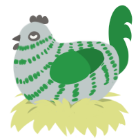 Expo Marker, a silver and viridian chicken with a bar pattern