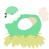 A spring and cream chicken with a head pattern