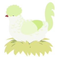 A white and apple chicken with a half-lace pattern