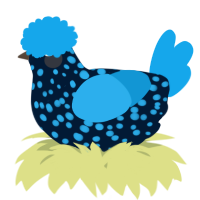 A tumblr and sky chicken with a speckle pattern