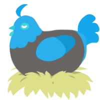 A grey and sky chicken with a head pattern