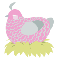 A pink and silver chicken with a lace pattern