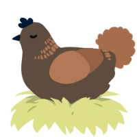 A bark and brown chicken with a neck-band pattern