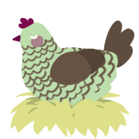 A gluppy and bark chicken with a lace pattern