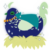 A navy and gluppy chicken with a half-lace pattern