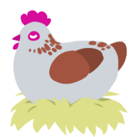 clay, a mist and russet chicken with a neck-speckle pattern