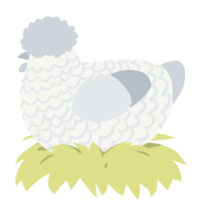 A white and mist chicken with a lace pattern