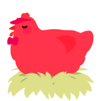 A crimson chicken