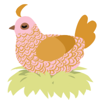A rose and orange chicken with a double-lace pattern