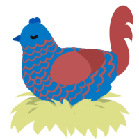 Fruit Gushers, a sapphire and red chicken with a lace pattern