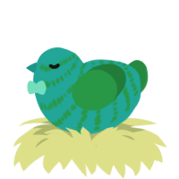 little gherkin, a turquoise and viridian chicken with a bar pattern