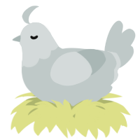 A silver chicken with a head pattern
