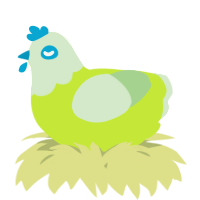 A lime and gluppy chicken with a head pattern