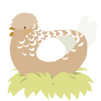 A beige and white chicken with a half-lace pattern