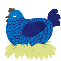 A sapphire and navy chicken with a lace pattern