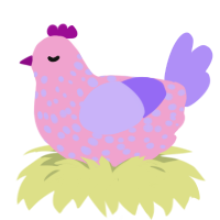 (unnamed), a pink and lilac chicken with a speckle pattern
