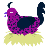 A plum and tumblr chicken with a speckle pattern