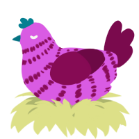 A orchid and wine chicken with a bar pattern