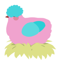 A pink and aqua chicken