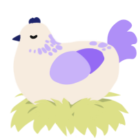 A cream and lilac chicken with a neck-speckle pattern