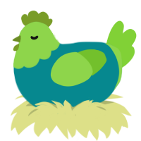 (unnamed), a teal and grass chicken with a head pattern