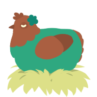 A turquoise and russet chicken with a head pattern