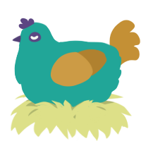 A turquoise and gold chicken