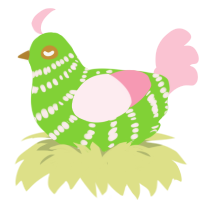A grass and rose chicken with a bar pattern