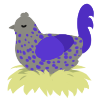 (unnamed), a ash and indigo chicken with a speckle pattern