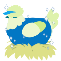 A sapphire and apple chicken with a head pattern