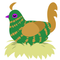 (unnamed), a viridian and gold chicken with a bar pattern