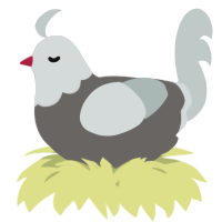 A grey and silver chicken with a head pattern