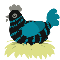 A black and sea chicken with a bar pattern