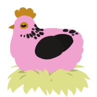 A pink and sable chicken with a neck-speckle pattern