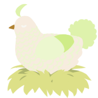 A cream and apple chicken with a lace pattern