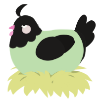 A gluppy and sable chicken with a head pattern