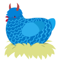 A sapphire and sky chicken with a lace pattern