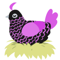 A sable and orchid chicken with a lace pattern