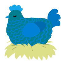 A sea and sapphire chicken with a lace pattern