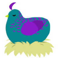 Wolf Puppy, a teal and violet chicken with a half-lace pattern