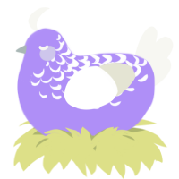 A lilac and white chicken with a half-lace pattern