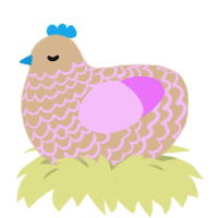 A beige and lavender chicken with a lace pattern