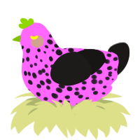 A lavender and sable chicken with a speckle pattern
