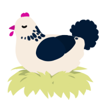 A cream and tumblr chicken with a neck-speckle pattern