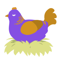 A blurple and ochre chicken with a neck-band pattern