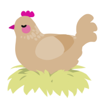 A beige chicken with a neck-speckle pattern