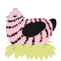 A rose and sable chicken with a bar pattern