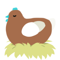 A brown and white chicken