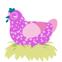 Dreamson, a orchid and pink chicken with a speckle pattern